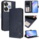 For Xiaomi Poco F6 Litter Panda Embossing RFID Leather Phone Case with Lanyard(Blue) - 1