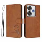 For Xiaomi Poco F6 Litter Panda Embossing RFID Leather Phone Case with Lanyard(Brown) - 2