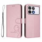 For Xiaomi Poco F6 Pro Litter Panda Embossing RFID Leather Phone Case with Lanyard(Pink) - 2