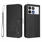 For Xiaomi Poco F6 Pro Litter Panda Embossing RFID Leather Phone Case with Lanyard(Black) - 2