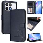 For Xiaomi Poco F6 Pro Litter Panda Embossing RFID Leather Phone Case with Lanyard(Blue) - 1