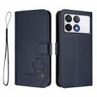 For Xiaomi Poco F6 Pro Litter Panda Embossing RFID Leather Phone Case with Lanyard(Blue) - 2