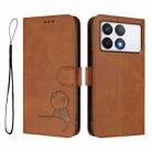 For Xiaomi Poco F6 Pro Litter Panda Embossing RFID Leather Phone Case with Lanyard(Brown) - 2