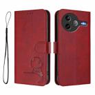 For Xiaomi Poco F7 Ultra / Redmi K80 Pro Litter Panda Embossing RFID Leather Phone Case with Lanyard(Wine Red) - 2