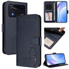 For Xiaomi Poco M4 Pro 4G Litter Panda Embossing RFID Leather Phone Case with Lanyard(Blue) - 1