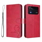 For Xiaomi Poco M4 Pro 4G Litter Panda Embossing RFID Leather Phone Case with Lanyard(Rose Red) - 2