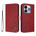 For Xiaomi Poco M7 Pro 5G Litter Panda Embossing RFID Leather Phone Case with Lanyard(Wine Red) - 2