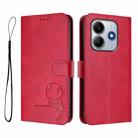 For Xiaomi Poco M7 Pro 5G Litter Panda Embossing RFID Leather Phone Case with Lanyard(Rose Red) - 2