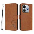 For Xiaomi Poco M7 Pro 5G Litter Panda Embossing RFID Leather Phone Case with Lanyard(Brown) - 2
