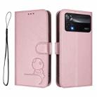 For Xiaomi Poco X4 Pro 5G Litter Panda Embossing RFID Leather Phone Case with Lanyard(Pink) - 2