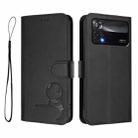 For Xiaomi Poco X4 Pro 5G Litter Panda Embossing RFID Leather Phone Case with Lanyard(Black) - 2