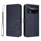 For Xiaomi Poco X4 Pro 5G Litter Panda Embossing RFID Leather Phone Case with Lanyard(Blue) - 2