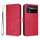 For Xiaomi Poco X4 Pro 5G Litter Panda Embossing RFID Leather Phone Case with Lanyard(Rose Red) - 2