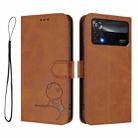 For Xiaomi Poco X4 Pro 5G Litter Panda Embossing RFID Leather Phone Case with Lanyard(Brown) - 2