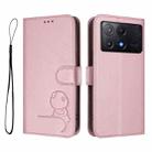 For Xiaomi Poco X6 Pro Litter Panda Embossing RFID Leather Phone Case with Lanyard(Pink) - 2