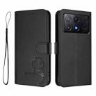 For Xiaomi Poco X6 Pro Litter Panda Embossing RFID Leather Phone Case with Lanyard(Black) - 2