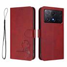 For Xiaomi Poco X6 Pro Litter Panda Embossing RFID Leather Phone Case with Lanyard(Wine Red) - 2