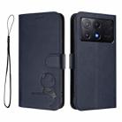 For Xiaomi Poco X6 Pro Litter Panda Embossing RFID Leather Phone Case with Lanyard(Blue) - 2