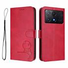 For Xiaomi Poco X6 Pro Litter Panda Embossing RFID Leather Phone Case with Lanyard(Rose Red) - 2