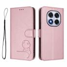 For Xiaomi Poco X7 Litter Panda Embossing RFID Leather Phone Case with Lanyard(Pink) - 2