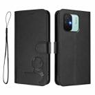For Redmi 11A / Xiaomi Poco C55 Litter Panda Embossing RFID Leather Phone Case with Lanyard(Black) - 2