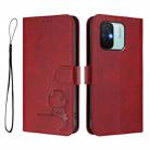 For Redmi 11A / Xiaomi Poco C55 Litter Panda Embossing RFID Leather Phone Case with Lanyard(Wine Red) - 2