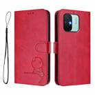 For Redmi 11A / Xiaomi Poco C55 Litter Panda Embossing RFID Leather Phone Case with Lanyard(Rose Red) - 2