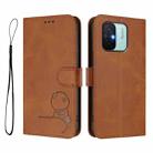 For Redmi 11A / Xiaomi Poco C55 Litter Panda Embossing RFID Leather Phone Case with Lanyard(Brown) - 2