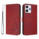 For Redmi 12 4G / 12 5G Global / India Litter Panda Embossing RFID Leather Phone Case with Lanyard(Wine Red) - 2