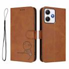 For Redmi 12 4G / 12 5G Global / India Litter Panda Embossing RFID Leather Phone Case with Lanyard(Brown) - 2