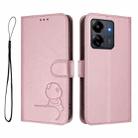 For Redmi 13C 4G / 5G / Poco C65 Litter Panda Embossing RFID Leather Phone Case with Lanyard(Pink) - 2
