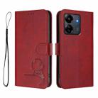 For Redmi 13C 4G / 5G / Poco C65 Litter Panda Embossing RFID Leather Phone Case with Lanyard(Wine Red) - 2