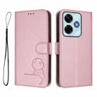 For Redmi 13x / 13 4G / Poco M6 4G Litter Panda Embossing RFID Leather Phone Case with Lanyard(Pink) - 2
