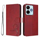 For Redmi 13x / 13 4G / Poco M6 4G Litter Panda Embossing RFID Leather Phone Case with Lanyard(Wine Red) - 2