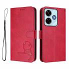 For Redmi 13x / 13 4G / Poco M6 4G Litter Panda Embossing RFID Leather Phone Case with Lanyard(Rose Red) - 2