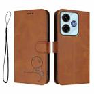 For Redmi 13x / 13 4G / Poco M6 4G Litter Panda Embossing RFID Leather Phone Case with Lanyard(Brown) - 2