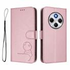 For Redmi 14C 4G / 14R 5G / A4 5G Litter Panda Embossing RFID Leather Phone Case with Lanyard(Pink) - 2