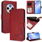 For Redmi 14C 4G / 14R 5G / A4 5G Litter Panda Embossing RFID Leather Phone Case with Lanyard(Wine Red) - 1