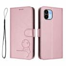 For Redmi A1 / A2 4G Litter Panda Embossing RFID Leather Phone Case with Lanyard(Pink) - 2