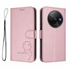 For Redmi A3 / A3x / Xiaomi Poco C61 Litter Panda Embossing RFID Leather Phone Case with Lanyard(Pink) - 2