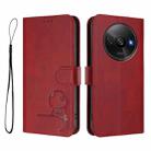 For Redmi A3 / A3x / Xiaomi Poco C61 Litter Panda Embossing RFID Leather Phone Case with Lanyard(Wine Red) - 2