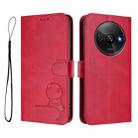 For Redmi A3 / A3x / Xiaomi Poco C61 Litter Panda Embossing RFID Leather Phone Case with Lanyard(Rose Red) - 2