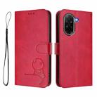 For Redmi A5 4G 171.7mm / Poco C71 Litter Panda Embossing RFID Leather Phone Case with Lanyard(Rose Red) - 2