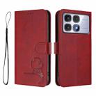 For Redmi K70 Ultra Litter Panda Embossing RFID Leather Phone Case with Lanyard(Wine Red) - 2