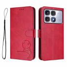 For Redmi K70 Ultra Litter Panda Embossing RFID Leather Phone Case with Lanyard(Rose Red) - 2