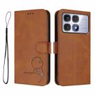 For Redmi K70 Ultra Litter Panda Embossing RFID Leather Phone Case with Lanyard(Brown) - 2