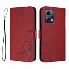 For Redmi Note 12 5G Global / India Litter Panda Embossing RFID Leather Phone Case with Lanyard(Wine Red) - 2