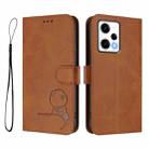 For Redmi Note 12 Pro 5G Global / India Litter Panda Embossing RFID Leather Phone Case with Lanyard(Brown) - 2