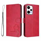 For Redmi Note 12 Turbo / Xiaomi Poco F5 Litter Panda Embossing RFID Leather Phone Case with Lanyard(Rose Red) - 2