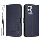 For Redmi Note 12T Pro / Poco X4 GT Litter Panda Embossing RFID Leather Phone Case with Lanyard(Blue) - 2